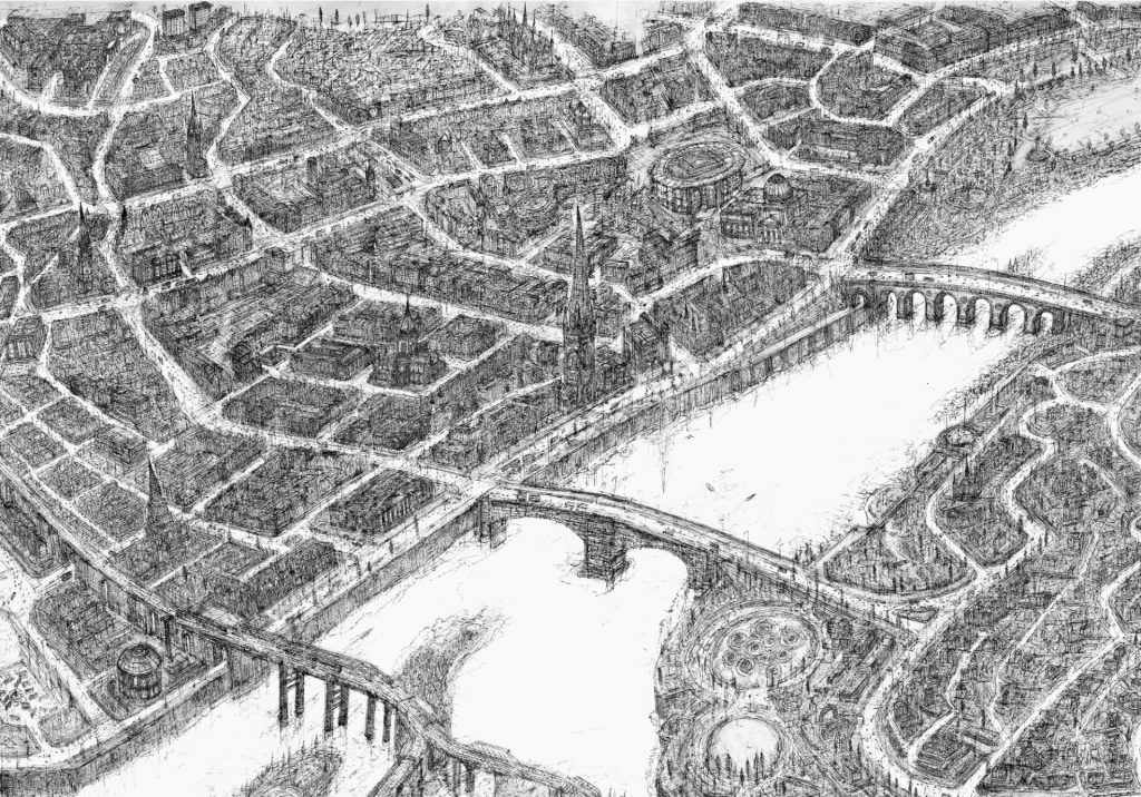 Highly Detailed City Sketches by Carl Lavia and Lorna Le Bredonchel